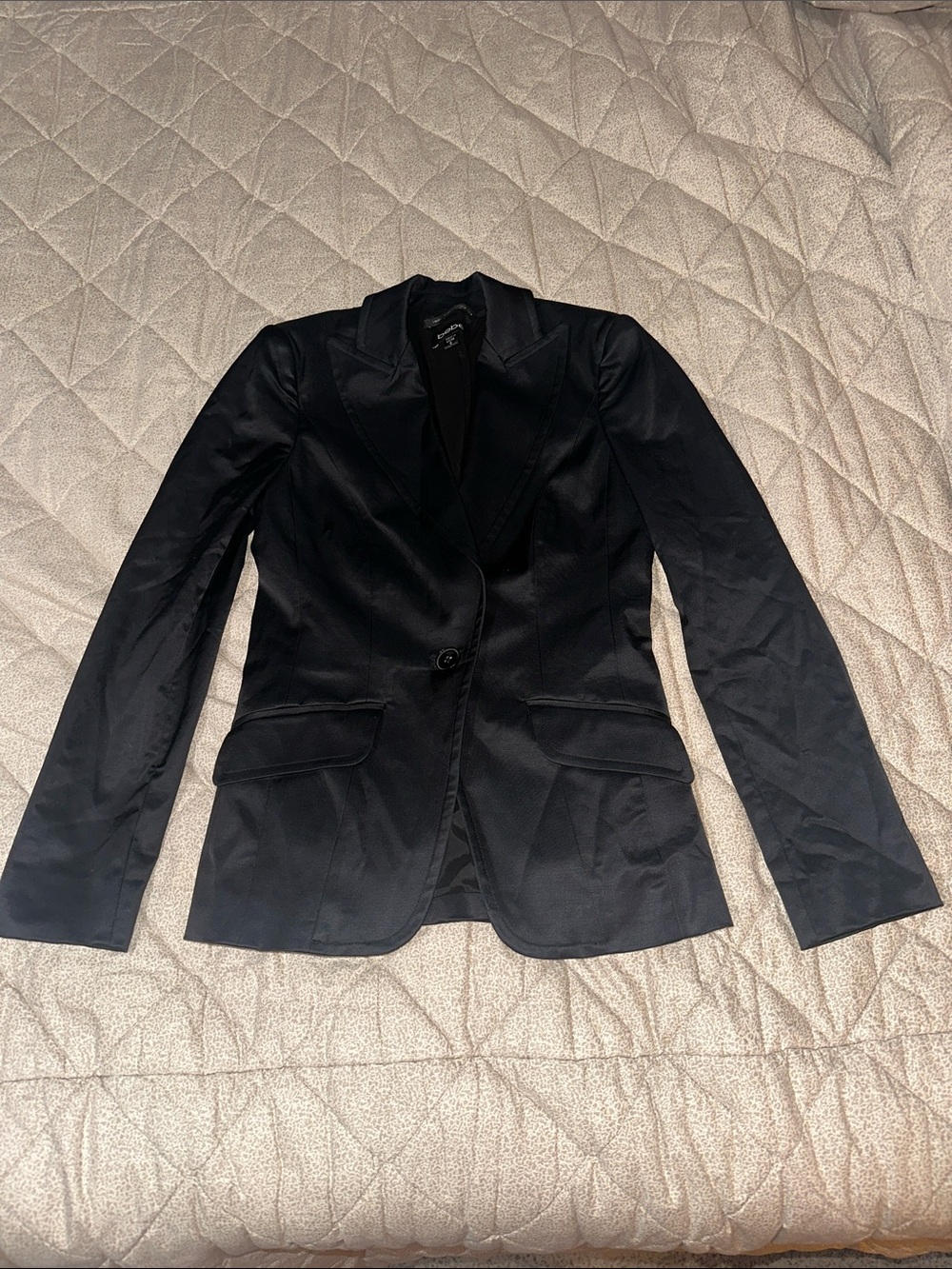bebe Black Women's Blazer with Notched Collar